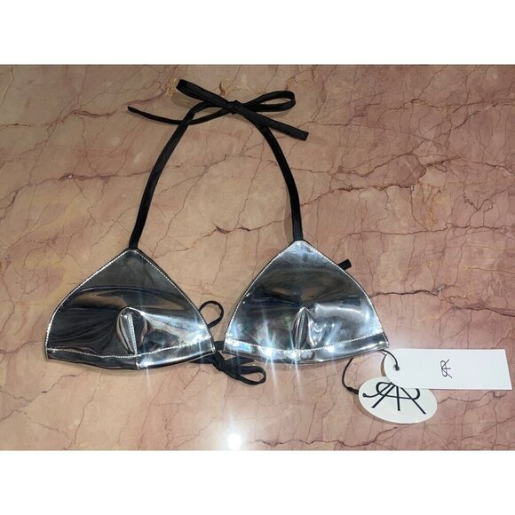 RTA Bralette Top in Mirror Medium New Womens Metallic Cropped Bra - Picture 6 of 13